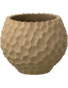 Grand Cache-pot extérieur design Rond D 34 cm Sable Ciment Taupe Stonia 