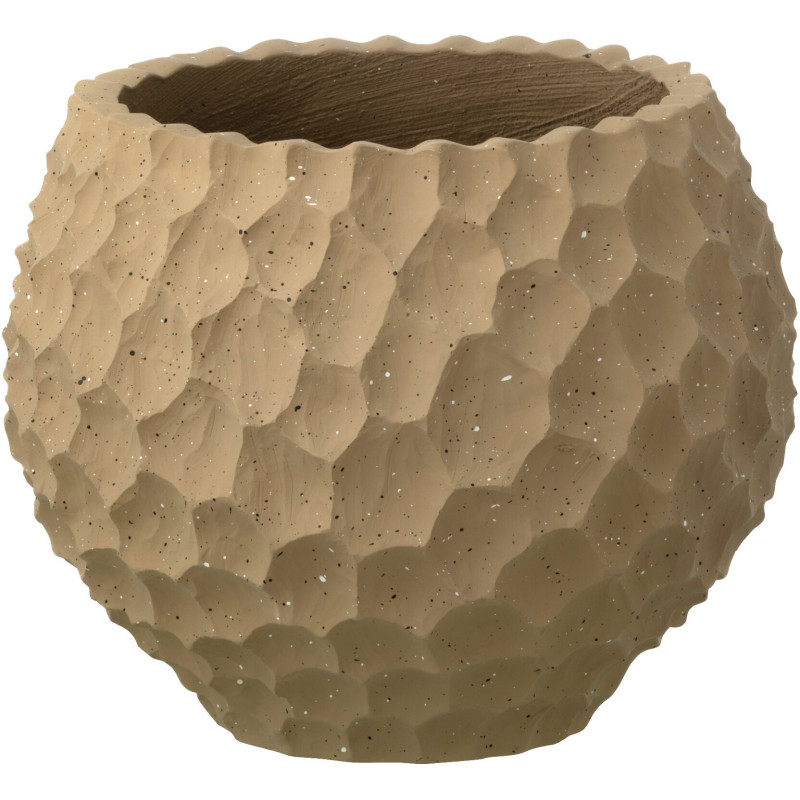 Grand Cache-pot extérieur design Rond D 34 cm Sable Ciment Taupe Stonia 