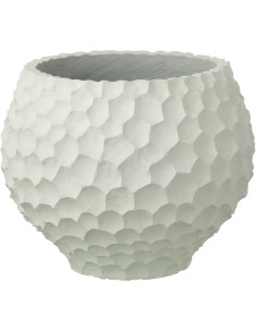 Grand Cache-pot extérieur design Rond D 39 cm Sable Ciment Blanc Stonia 