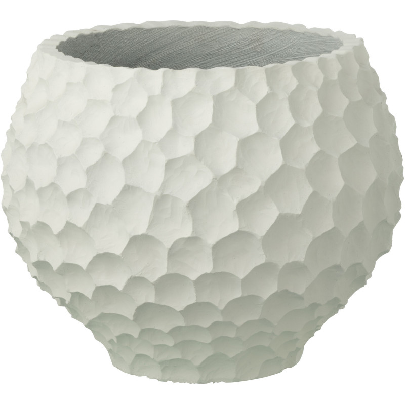 Grand Cache-pot extérieur design Rond D 39 cm Sable Ciment Blanc Stonia 