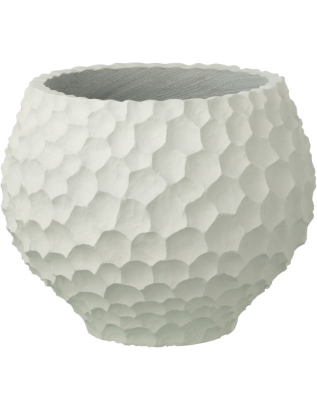 Grand Cache-pot extérieur design Rond D 39 cm Sable Ciment Blanc Stonia 
