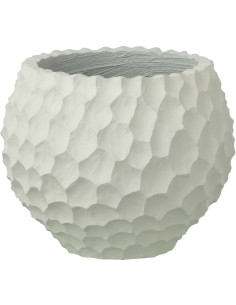Grand Cache-pot extérieur design Rond D 34 cm Sable Ciment Blanc Stonia 