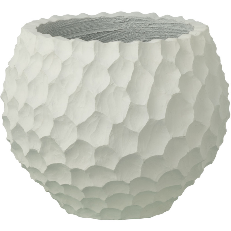 Grand Cache-pot extérieur design Rond D 34 cm Sable Ciment Blanc Stonia 