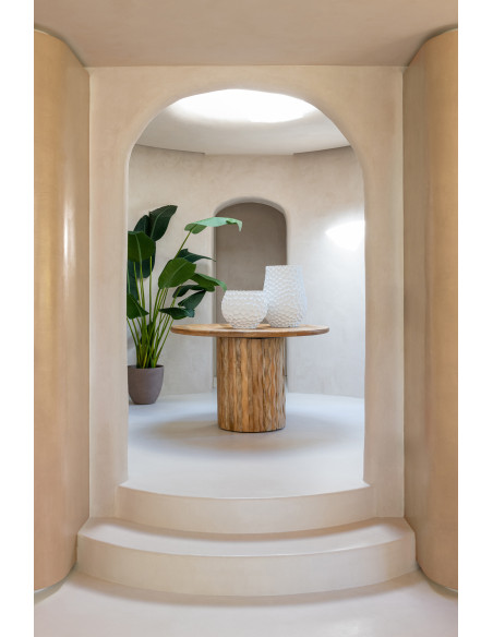 Grand Cache-pot extérieur design Rond D 34 cm Sable Ciment Blanc Stonia 