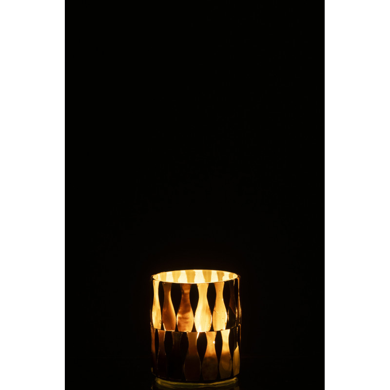 Photophore Bord de mer style méditerrannée D 7 cm Verre Vert olive Blanc Motif mosaïque Costea 