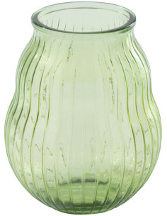Grand Photophore style provençal D 29 cm Verre Vert clair Motif lignes Bellora 