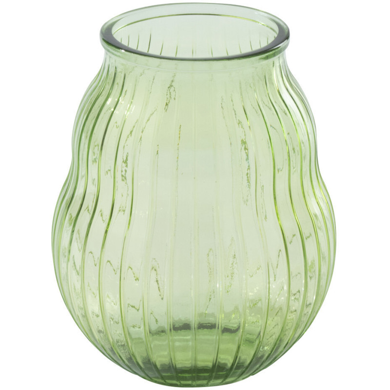 Grand Photophore style provençal D 29 cm Verre Vert clair Motif lignes Bellora 