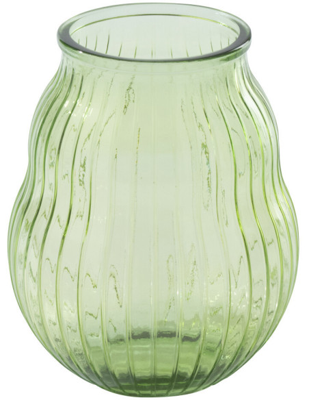 Grand Photophore style provençal D 29 cm Verre Vert clair Motif lignes Bellora 