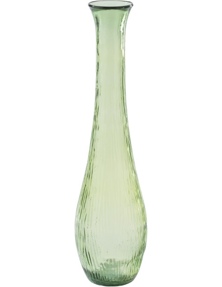 Grand Vase XL style provençal Goutte H 99 cm Verre Vert clair Motif lignes Bellora 