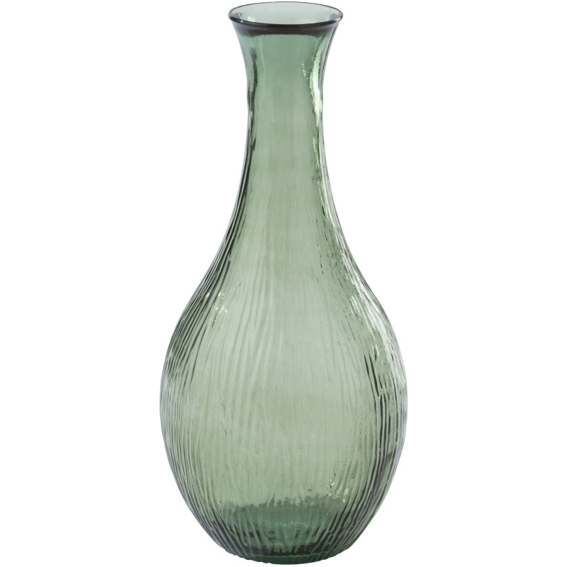 Grand Vase XL style provençal Goutte H 70 cm Verre Vert olive Motif lignes Bellora 