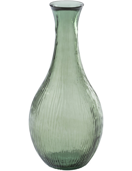 Grand Vase XL style provençal Goutte H 70 cm Verre Vert olive Motif lignes Bellora 