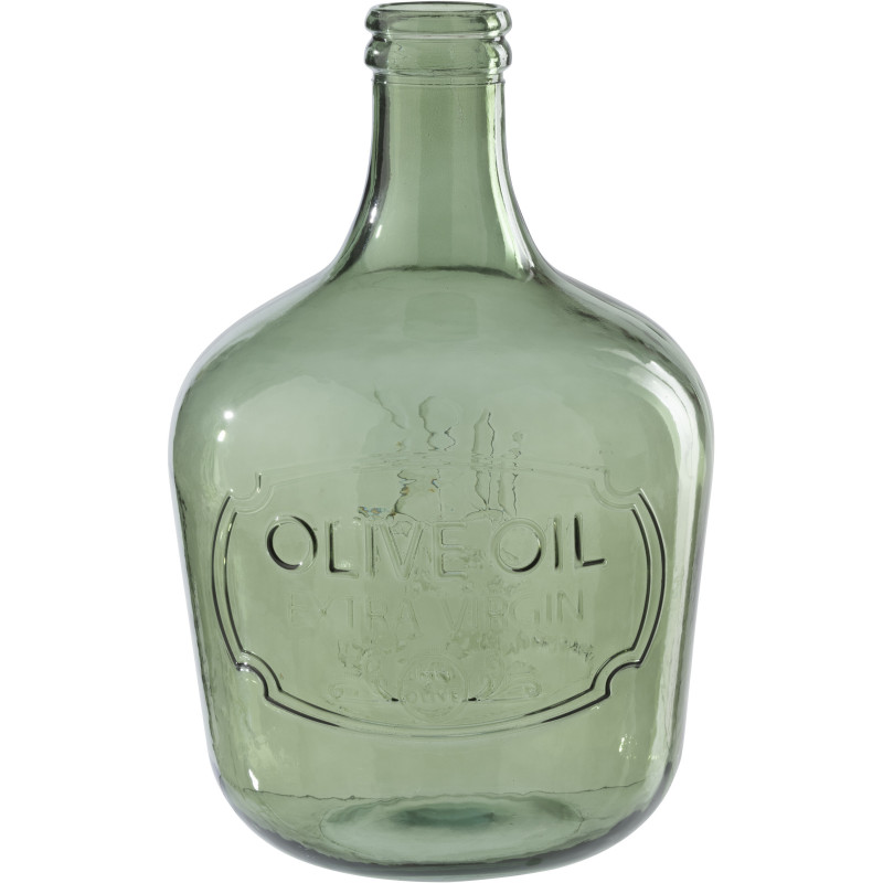 Grand Vase style provençal Dame-Jeanne H 42 cm Verre Vert olive Bellora 