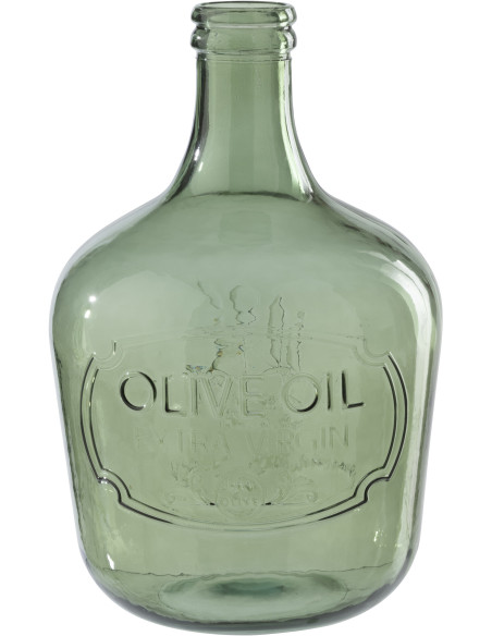 Grand Vase style provençal Dame-Jeanne H 42 cm Verre Vert olive Bellora 