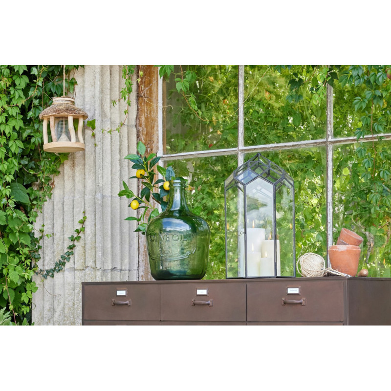 Grand Vase style provençal Dame-Jeanne H 42 cm Verre Vert olive Bellora 