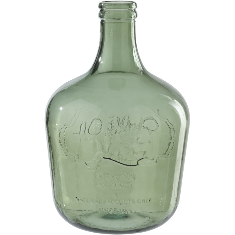 Grand Vase style provençal Dame-Jeanne H 42 cm Verre Vert olive Bellora 