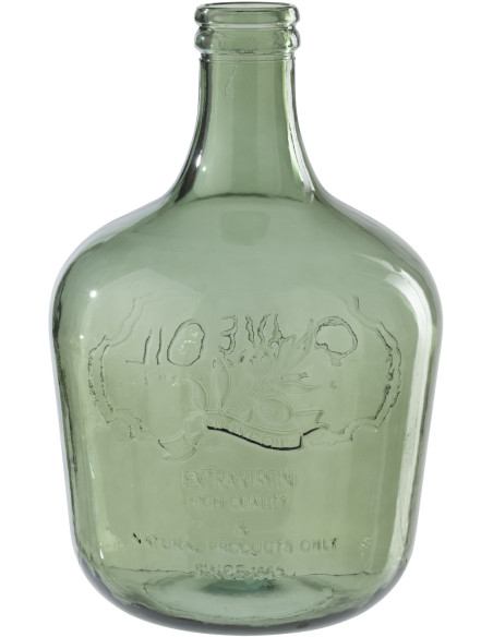 Grand Vase style provençal Dame-Jeanne H 42 cm Verre Vert olive Bellora 