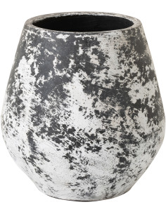 Grand Cache-pot ethnique moderne D 45 cm Terre cuite Noir Blanc Ruby 