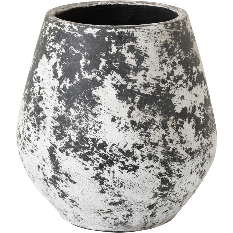 Grand Cache-pot ethnique moderne D 45 cm Terre cuite Noir Blanc Ruby 