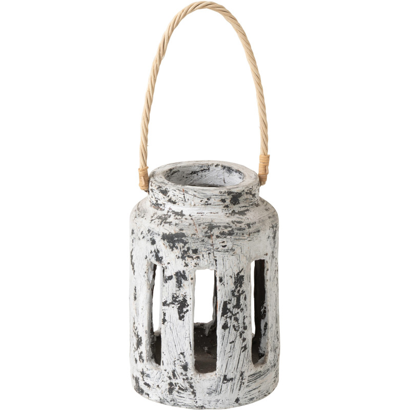 Lanterne Photophore ethnique moderne Terre cuite Noir Blanc Ruby 