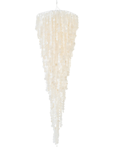 Grande Décoration à suspendre bord de mer H 250 cm Coquillage Blanc Capizia 