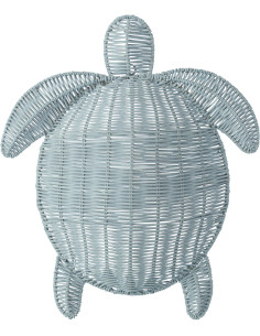 Grande Décoration murale Tortue bord de mer H 40 cm Métal Bleu clair Tressé Océline 