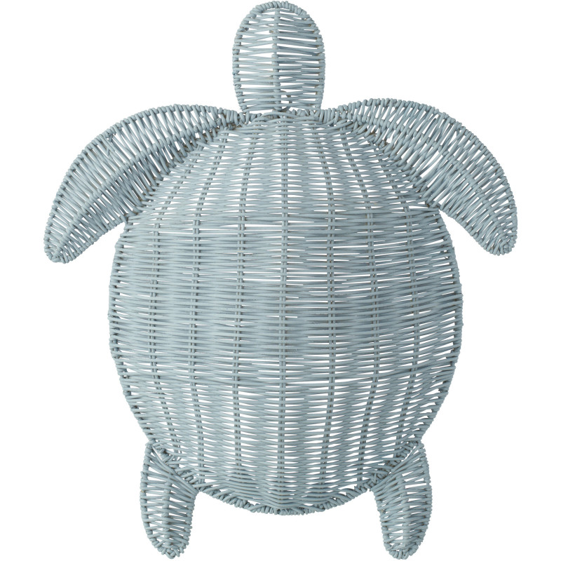 Grande Décoration murale Tortue bord de mer H 40 cm Métal Bleu clair Tressé Océline 