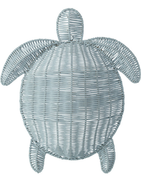 Grande Décoration murale Tortue bord de mer H 40 cm Métal Bleu clair Tressé Océline 