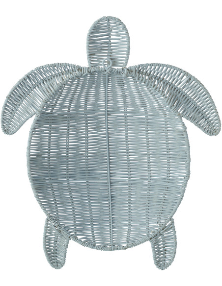 Grande Décoration murale Tortue bord de mer H 40 cm Métal Bleu clair Tressé Océline 