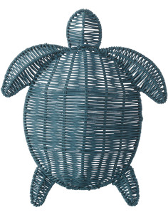 Décoration murale Tortue bord de mer H 31 cm Métal Bleu foncé Tressé Océline 