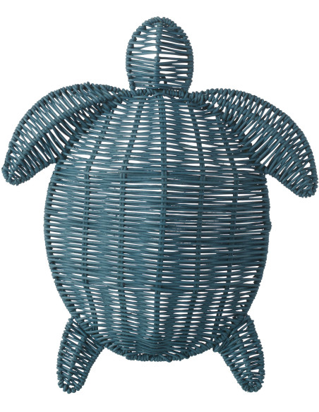 Décoration murale Tortue bord de mer H 31 cm Métal Bleu foncé Tressé Océline 