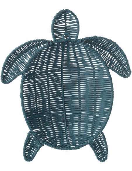 Décoration murale Tortue bord de mer H 31 cm Métal Bleu foncé Tressé Océline 