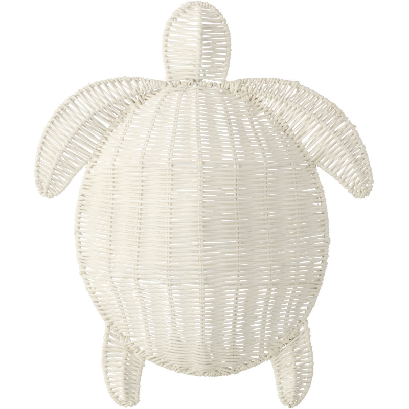 Grande Décoration murale Tortue bord de mer H 40 cm Métal Blanc crème Tressé Océline 