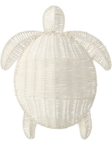 Grande Décoration murale Tortue bord de mer H 40 cm Métal Blanc crème Tressé Océline 