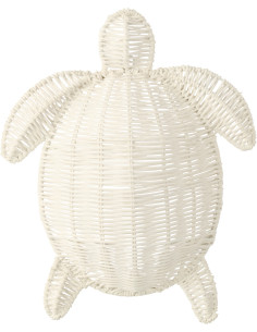 Décoration murale Tortue bord de mer H 31 cm Métal Blanc crème Tressé Océline 