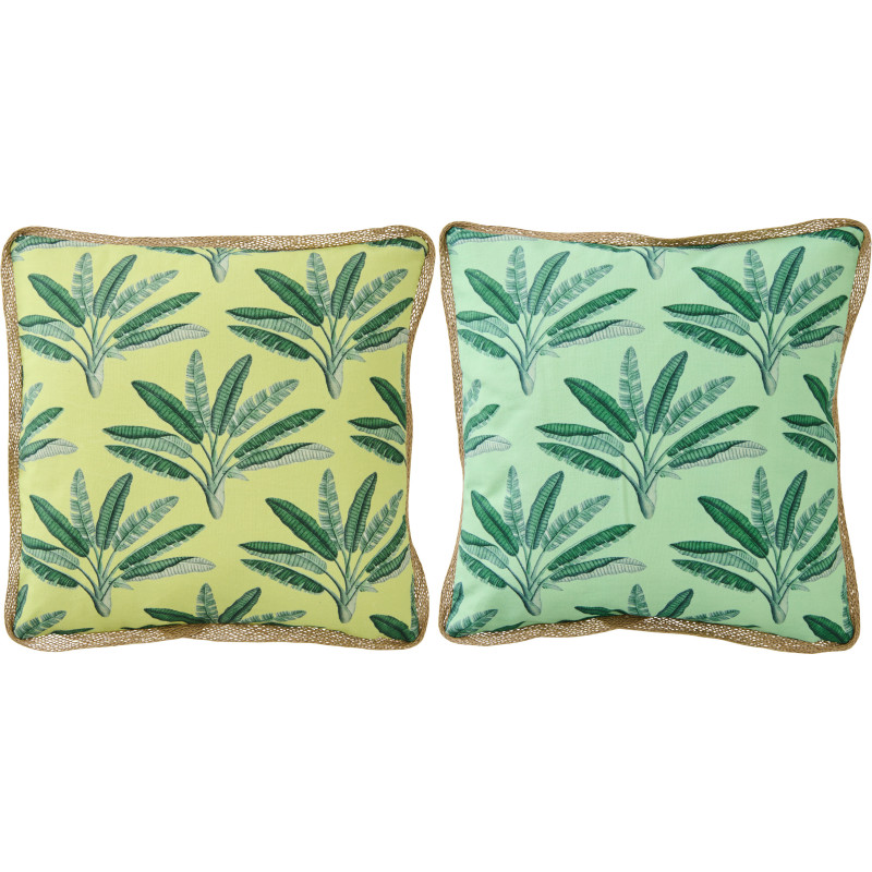 Grand Coussin dopamine tropical Carré 50x50 Tissu Multicolore Avec pompons Motif rayures Flamenco 