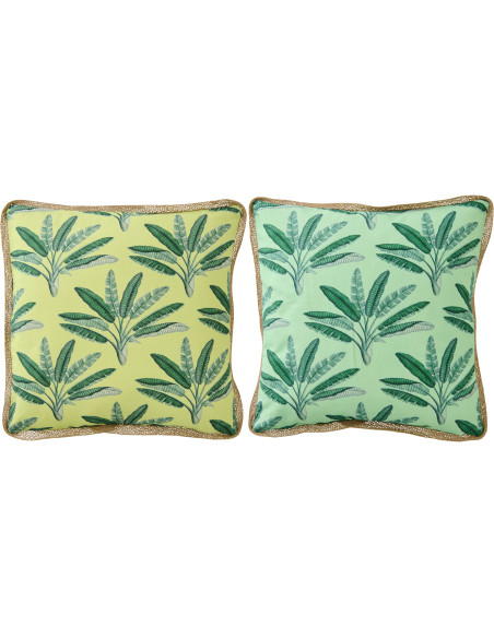 Grand Coussin dopamine tropical Carré 50x50 Tissu Multicolore Avec pompons Motif rayures Flamenco 