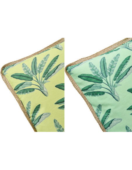 Grand Coussin dopamine tropical Carré 50x50 Tissu Multicolore Avec pompons Motif rayures Flamenco 