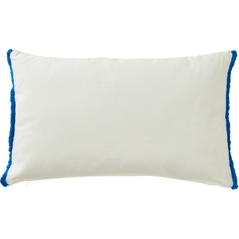 Coussin bord de mer Sardines Rectangulaire 50x30 Tissu Blanc Bleu Avec franges Arenza 