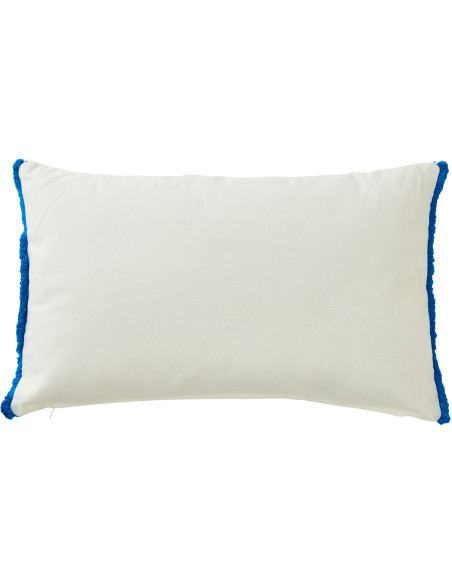 Coussin bord de mer Sardines Rectangulaire 50x30 Tissu Blanc Bleu Avec franges Arenza 
