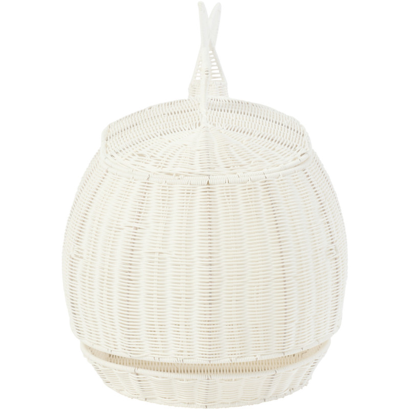 Panier de rangement bord de mer Baleine 90 cm Rotin synthétique Blanc Tressé Métal Cetara 