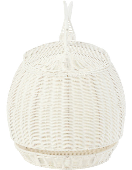Panier de rangement bord de mer Baleine 90 cm Rotin synthétique Blanc Tressé Métal Cetara 