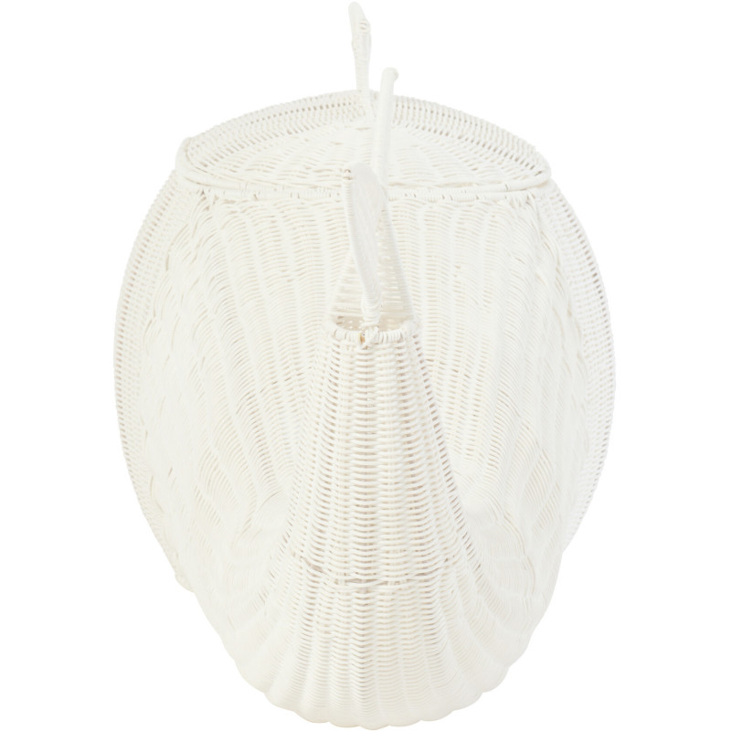 Panier de rangement bord de mer Baleine 90 cm Rotin synthétique Blanc Tressé Métal Cetara 
