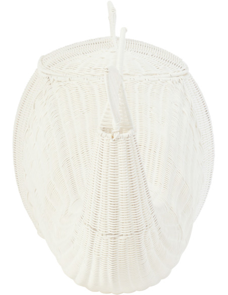 Panier de rangement bord de mer Baleine 90 cm Rotin synthétique Blanc Tressé Métal Cetara 