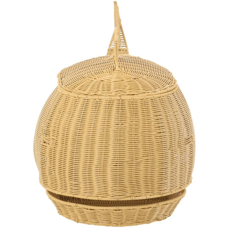 Panier de rangement bord de mer Baleine 90 cm Rotin synthétique Naturel Tressé Métal Cetara 