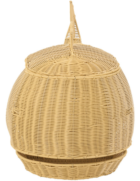 Panier de rangement bord de mer Baleine 90 cm Rotin synthétique Naturel Tressé Métal Cetara 