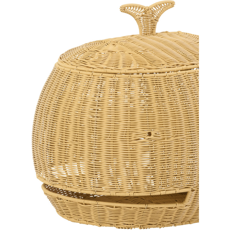 Panier de rangement bord de mer Baleine 90 cm Rotin synthétique Naturel Tressé Métal Cetara 