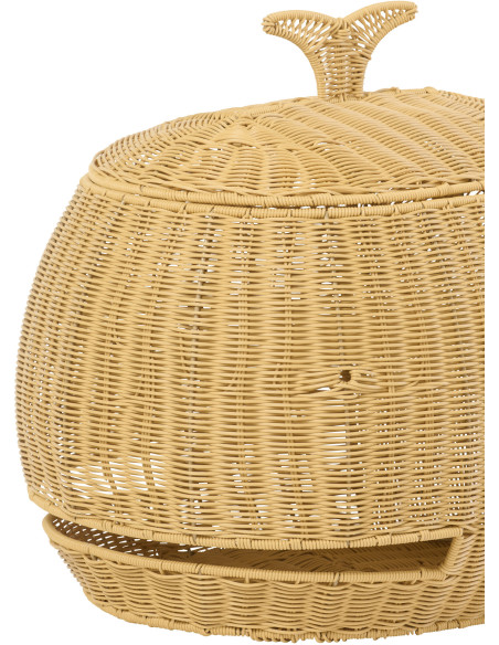 Panier de rangement bord de mer Baleine 90 cm Rotin synthétique Naturel Tressé Métal Cetara 