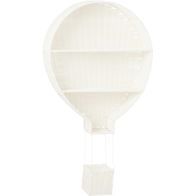 Étagère murale originale Montgolfière 2 niveaux Rotin synthétique Blanc Tressé Métal Aéria 
