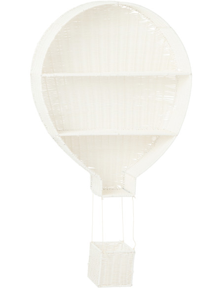 Étagère murale originale Montgolfière 2 niveaux Rotin synthétique Blanc Tressé Métal Aéria 