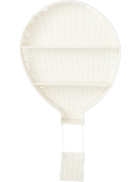 Étagère murale originale Montgolfière 2 niveaux Rotin synthétique Blanc Tressé Métal Aéria 